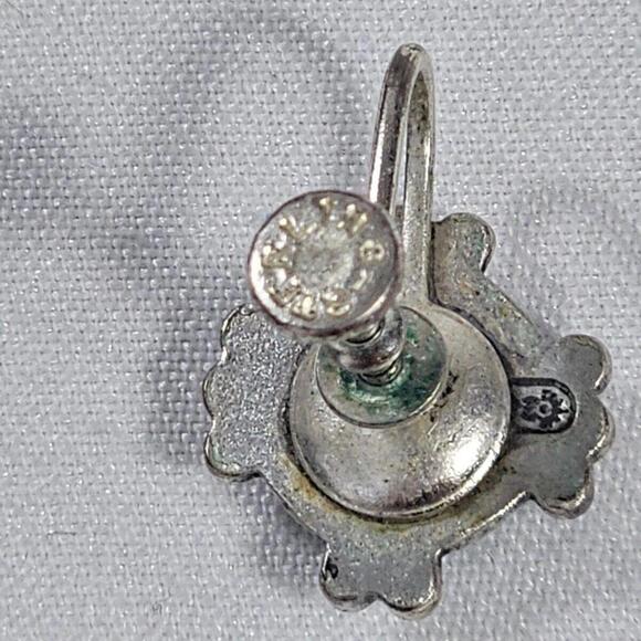 Vintage TURQUOISE 925 Sterling Silver SCREWBACK Hook Earring Native American - Picture 7 of 8